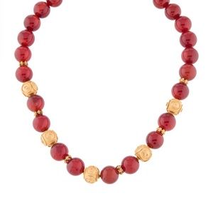 18 k gold Carnelian bead necklace.